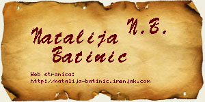 Natalija Batinić vizit kartica